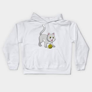 Cat with Wool yarn ball Kids Hoodie